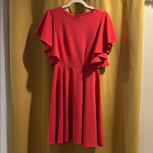 Elegant Pink Flutter Sleeve Dress